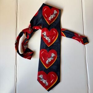 Disney 101 Dalmatians Hearts Navy Blue Polyester‎ Men's Tie